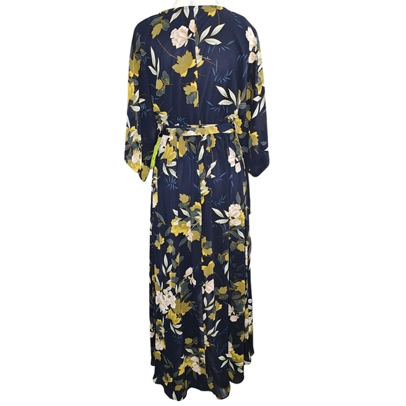 Baltic Born Kia Kimono Maxi Dress Black Floral Chiffon Slit Formal Gown Sz S - Picture 3 of 16